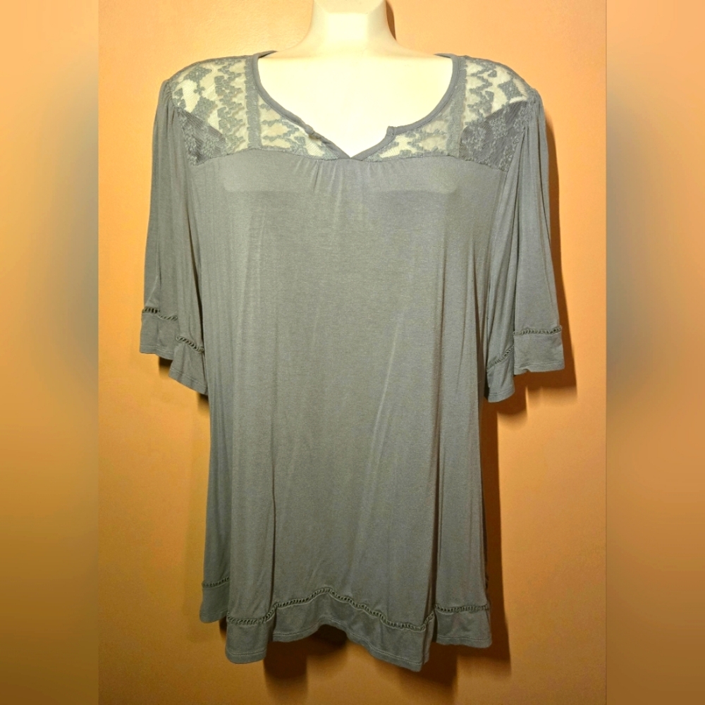Cato Embroidery Accent Top, PTP=23"